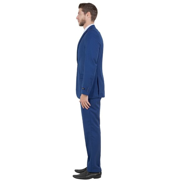 Azzuro's Premium Polyester Slim Fit 2pc Mens Suit, Indigo - Picture 4 of 5